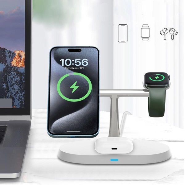Беспроводная зарядная станция 3 в 1 Wireless Charger | Магнитная зарядка для смартфона, наушников и смарт-часов bezdrotova_zariadka_qi2 фото