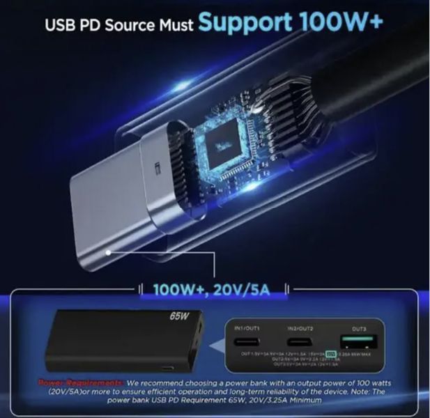 Кабель живлення для Starlink Mini 3 в 1 (Type-C/DC/прикурювач) 1 метри 3_in_1_power_сable_1m фото