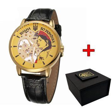Класичний жіночий годинник Awarder 022 Gold-Black Mechanic Вільна бо Українка ABR-1202-0450 фото