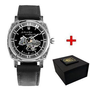 Жіночий годинник Awarder 021-3D Де би не була Silver-Black-Black Leather ABR-1202-0615 фото