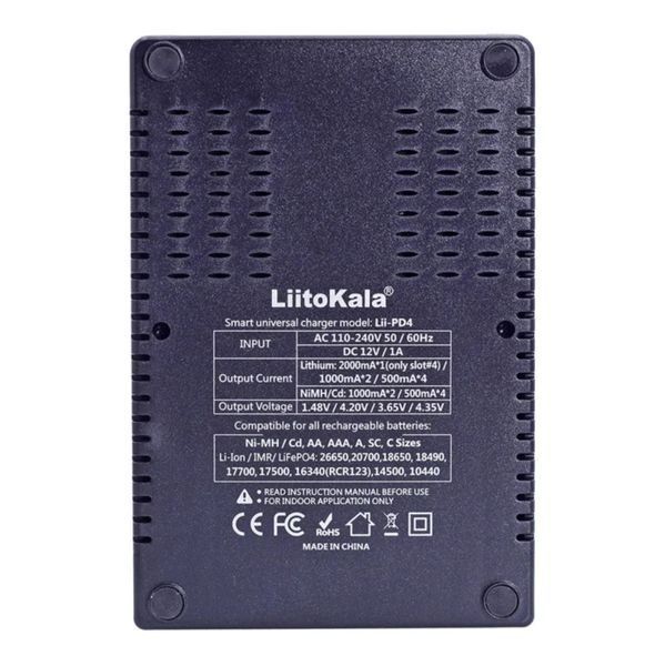 LiitoKala Lii-PD4 универсальное зарядное устройство для АА, ААА, 18650, 26650, 21700 Li-Ion, LiFePO4, NiCd/NiMH аккумуляторов litokala_lii_pd4 фото
