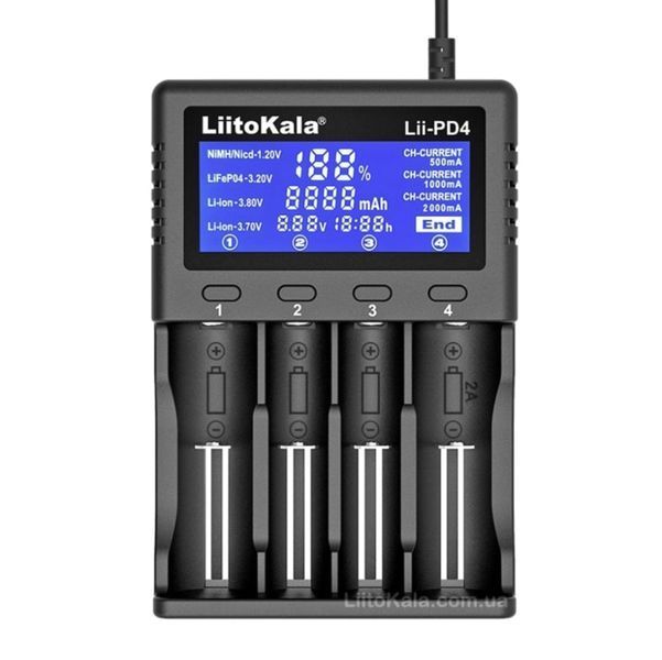 LiitoKala Lii-PD4 универсальное зарядное устройство для АА, ААА, 18650, 26650, 21700 Li-Ion, LiFePO4, NiCd/NiMH аккумуляторов litokala_lii_pd4 фото