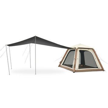 Палатка четырехместная автоматическая надувная с тентом Naturehike Ango CNK2550WS017, коричневая AM-6977465869852 фото