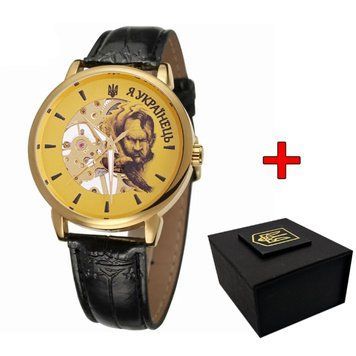 Класичний чоловічий годинник Awarder 022 Gold-Black Mechanic Я Українець ABR-1202-0451 фото
