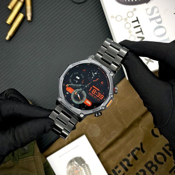 Умные часы Modfit Titan-X Black Steel + ремешок в подарок ABR-1077-0349 фото