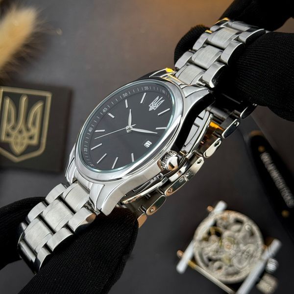Годинник наручний Awarder 023 Silver-Black Тризуб Срібло ABR-1202-0609 фото