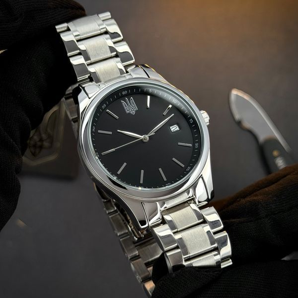 Годинник наручний Awarder 023 Silver-Black Тризуб Срібло ABR-1202-0609 фото