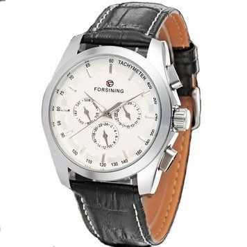 Мужские часы Forsining 6625 Silver-White Leather ABR-1059-0167 фото