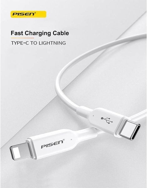 Кабель для швидкої зарядки Pisen Lightning &mdash; USB-C PD 0.25 метр Pisen-0.25m фото