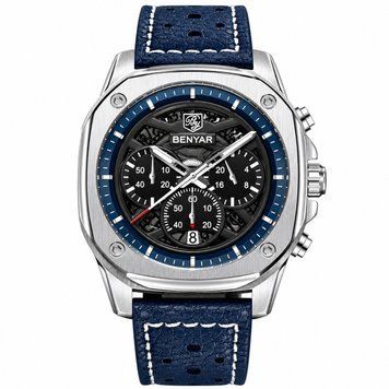 Мужские часы Benyar BY-5222 Blue-Silver со стальным браслетом и синим циферблатом ABR-1142-0050 фото