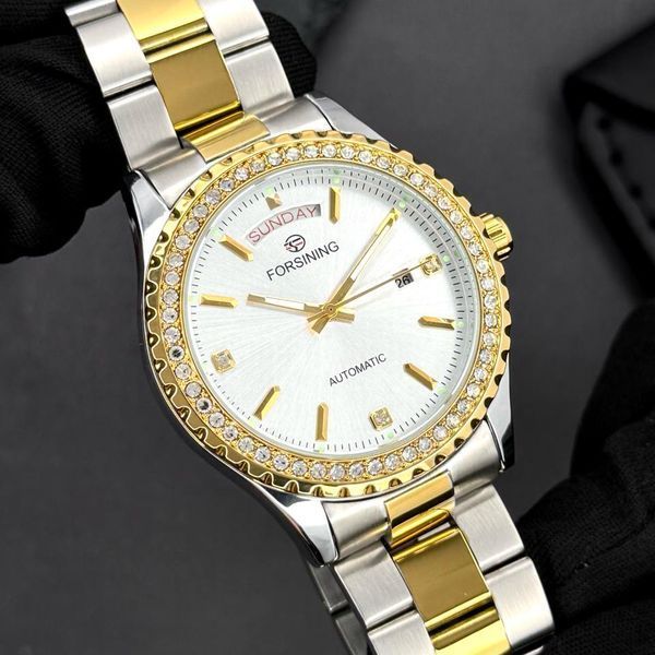 Мужские часыForsining 6919 Silver-Gold-White Steel ABR-1059-0323 фото