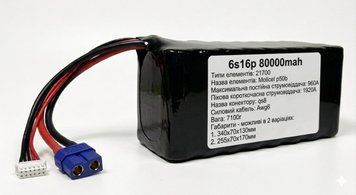 Акумулятор 6s16p 80000mah для великих БПЛА (Вампір, Баба Яга, Кажан та ін.) molicel_p50b_6s16p_80 фото