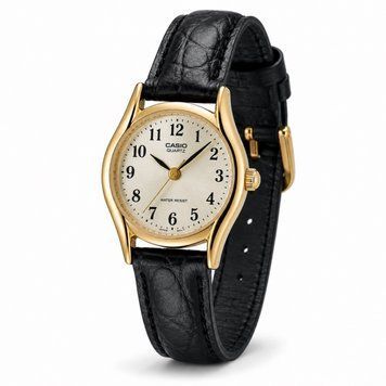 Жіночий годинник Casio LTP-1094Q-7B2 з шкіряним ремінцем та золотистим корпусом ABR-1141-0655 фото