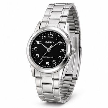 Жіночий годинник Casio LTP-V001D-1B з металевим браслетом та чорним циферблатом ABR-1141-0656 фото