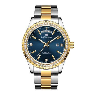 Мужские часыForsining 6919 Silver-Gold-Blue Steel ABR-1059-0329 фото