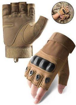 Тактичні безпалі рукавички Армійські із Захистом кісточок HARD Coyote М gloves-hard-m фото