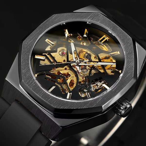 Чоловічий годинникForsining 8289 Black-Gold-Gold ABR-1059-0330 фото