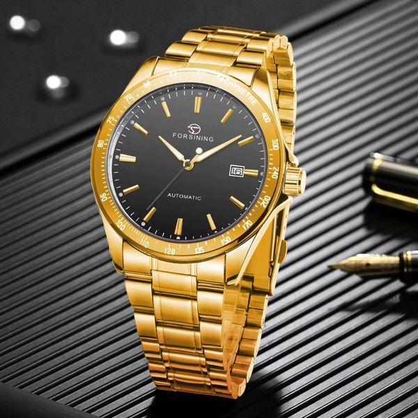Чоловічий годинникForsining 8294 Gold-Black Steel ABR-1059-0339 фото