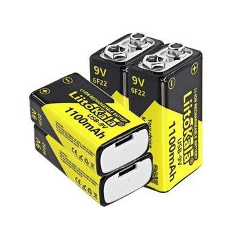 Набір акумуляторів з 4 шт LiitoKala Lii-USB-9V + USB Type-C кабель зарядки AM-Lii-USB-9V4in1 фото
