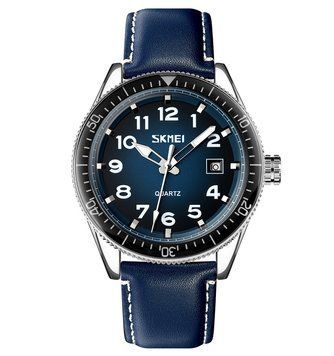 Часы Skmei 9232LSIBU Silver-Blue-Leather Strap ABR-1080-2347 фото