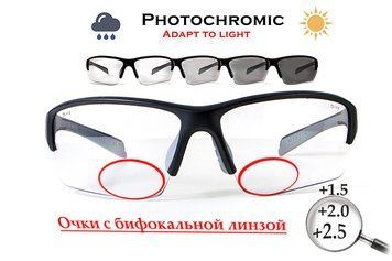 Очки бифокальные фотохромные (защитные) Global Vision Hercules-7 Bifocal (+2.5) photochromic (clear), фотохромные прозрачные UAB-1HERC724-BIF25 фото