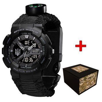 Часы Awarder 005 Трезубец серебро Black + Паракордовый ремешок Black ABR-1202-0166 фото