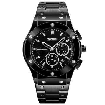 Мужские наручные часы Skmei 9157SBK Black-Steel со стальным браслетом. ABR-1080-3282 фото