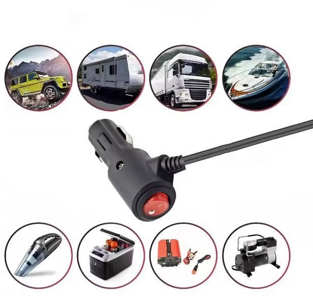 Автомобільний кабель живлення постійного струму для Starlink Mini 3 м 18 AWG, 12 В, з перемикачем живлення Увімк./Вимк., розєм прикурювача car-dc-power-3m-18awg фото