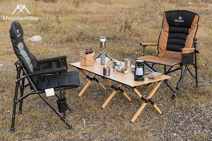 Складне туристичне крісло Mountainhiker Ouk Camping Chair | Кемпінгове крісло з підлокітниками та підсклянником Койот chair-mountainhiker-coyote-1105 фото