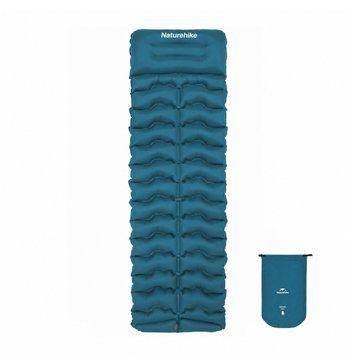 Матрас туристический одноместный надувной Naturehike CNK2550WS019, 200x60x9.5 см, синий, прямоугольный с мешком для надува. AM-6977465863171 фото